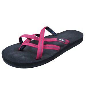 Teva‎ Olowahu Black Red Webbing Flip Flop Sandals Women's 9 Lightweight
